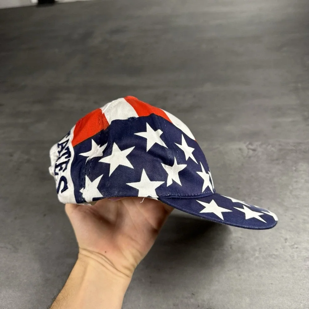 Vintage 1996 Olympics Atlanta Georgia Snapback Hat White Red Blue USA Flag Youth